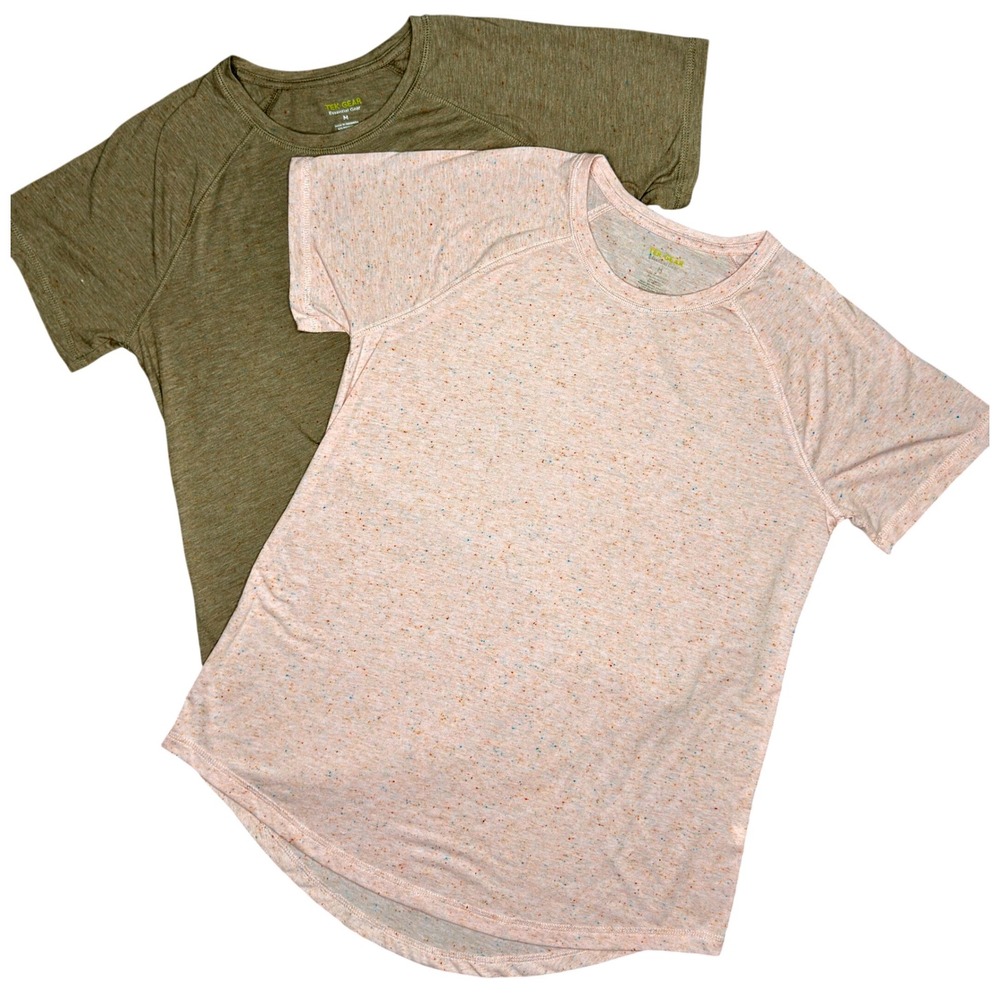 Bundle of 2 Tek Gear T-Shirts Size M Pink Brown Confetti Speckle Activewear Tops